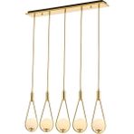 Avonni AV-4316-5SY Sarı Kaplama Modern Avize G9 Metal Cam H: 110 cm, WxD: 80x10 cm