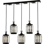 Avonni AV-4318-5Y-BSY Siyah Boya Modern Avize E27 Metal Kristal H: 85 cm, WxD: 80x8 cm