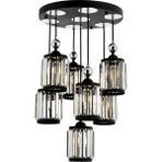 Avonni AV-4318-7T-BSY Siyah Boya Modern Avize E27 Metal Kristal H: 80 cm, Ø: 45 cm
