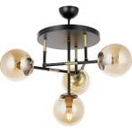 Avonni AV-4331-4T-BSY Siyah Boya Modern Avize E27 Metal Cam H: 60 cm, Ø: 40 cm