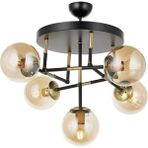 Avonni AV-4331-5T-BSY Siyah Boya Modern Avize E27 Metal Cam H: 60 cm, Ø: 40 cm