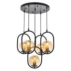 Avonni AV-60180-5T-BSY Siyah Boyalı Modern E27 Metal Cam 40cm Avize