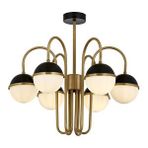 Avonni AV-60387-6E Siyah Eskitme Boya-Kaplama E27 Metal Cam 60 cm Modern Avize