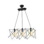 Avonni AV-65076-3Y-BSY Siyah Boya Modern Avize E27 Metal Cam H: 70 cm, WxD: 60x20 cm