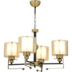 Avonni AV-65227-4E Eskitme Kaplama Modern Avize E27 Metal Cam H: 62 cm, Ø: 58 cm