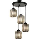 Avonni AV-65230-4T-BSY Siyah Boya Modern Avize E27 Metal Kristal H: 75 cm, Ø: 40 cm