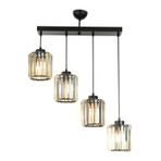 Avonni AV-65230-4Y-BSY Siyah Boya Modern Avize E27 Metal Kristal H: 78 cm, WxD: 64x15 cm