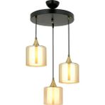 Avonni AV-65233-3T-BSY-B Siyah Boya Modern Avize E27 Metal Cam H: 71 cm, Ø: 40 cm