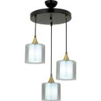 Avonni AV-65233-3T-BSY-F Siyah Boya Modern Avize E27 Metal Cam H: 71 cm, Ø: 40 cm