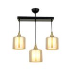 Avonni AV-65233-3Y-BSY-B Siyah Boya Modern Avize E27 Metal Cam H: 50 cm, WxD: 60x14 cm
