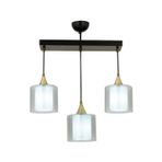Avonni AV-65233-3Y-BSY-F Siyah Boya Modern Avize E27 Metal Cam H: 50 cm, WxD: 60x14 cm