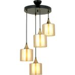 Avonni AV-65233-4T-BSY-B Siyah Boya Modern Avize E27 Metal Cam H: 82 cm, Ø: 40 cm