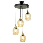 Avonni AV-65234-4T-BSY Siyah Boya Modern Avize E27 Metal Cam H: 60 cm, Ø: 40 cm