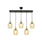 Avonni AV-65234-5Y-BSY Siyah Boya Modern Avize E27 Metal Cam H: 70 cm, WxD: 75x10 cm