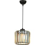 Avonni AV-65239-1BSY Siyah Boya Modern Avize E27 Metal Kristal H: 60 cm, Ø: 19 cm
