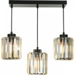 Avonni AV-7013-383-3S-BSY Siyah Boya Modern Avize E27 Metal Kristal H: 80 cm, WxD: 30x12 cm