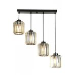 Avonni AV-7013-383-4S-BSY Siyah Boya Modern Avize E27 Metal Kristal H: 80 cm, WxD: 40x12 cm
