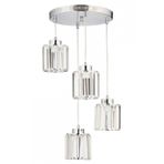 Avonni AV-7013-383-4Y-K Krom Kaplama Modern Avize E27 Metal Kristal H: 80 cm, Ø: 30 cm