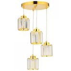 Avonni AV-7013-383-4Y-S Gold Kaplama Modern Avize E27 Metal Kristal H: 80 cm, Ø: 30 cm