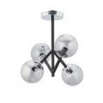 Avonni AV-7013-401-4BSY Siyah Boya Modern Avize E27 Metal Cam H: 45 cm, Ø: 45 cm