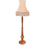 Avonni LM-9145-1E Ceviz Boya Lambader E27 Ahşap Kumaş H: 170 cm, Ø: 50 cm