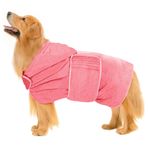 Avont Köpek Kurutma Ceketi - Hızlı Kuruma ve Süper Emicilik için Mikrofiber Bornoz Havlusu Kapüşon ve Göbek Kayışları, Ultra Yumuşak Köpek Giyinme Elbisesi Köpek Duş Havlusu Evcil Hayvan Bornozu