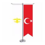 Avrupa Hun İmp. Bayrağı-17 Eski Türk Devletleri ve Türkiye -Kırlangıç-Saten T direk 2li Masa Bayrağı