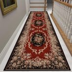 Avrupa Retro Halı, Zarif Siyah Kırmızı Çiçekli Koşu Halısı, Yatak Odası Mutfak Koridor Yollukları - Özelleştirilebilir Yıkanabilir Kaymaz, Tek Renkli, G 100 cm x U 300 cm (3,3 ft x 9,8 ft)