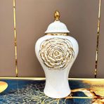 Avrupa Seramik Altın Çiçek Desenli Çiçekli Zencefil Kavanoz Vazo Lüks Dekoratif Antika Çin Vazo Çin Porselen Vazo, Tek Renk-G22XY45cm,One Color-W22XH45cm
