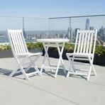 Avşa Ahşap Bahçe Takımı Beyaz - 70Lik Yuvarlak Masa + 3 Sandalye Katlanır Balkon Set