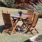 Avşa Ahşap Katlanır Bahçe Balkon Seti: 80X80 Masa + 4 Sandalye