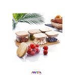 AVŞA Global 6'lı Tepsili Cam Kahvaltılık Bambu Kapaklı Cam / Bambu