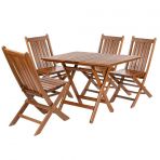 Avşa Katlanır Ahşap Bahçe Balkon Seti: 80x120 Masa + 4 Sandalye Takım