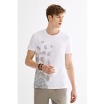 Avva A01S1256 Beyaz Bisiklet Yaka Baskılı Erkek T-Shirt