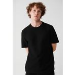Avva A31Y1164 Siyah Bisiklet Yaka Jakarlı Örme Erkek T-Shirt