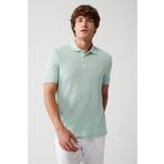 Avva A31Y1194 Mint Yeşil Polo Yaka Fermuarlı Jakarlı Erkek T-Shirt