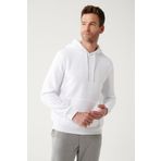 Avva A32Y1193 Beyaz Erkek Kapüşonlu Cepli Sweatshirt