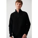 Avva A32Y1201 Siyah Erkek Fermuarlı Yaka Sweatshirt