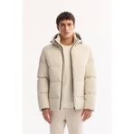 Avva A52Y6054 Erkek Ekru Kapüşonlu Rüzgar Geçirmez Şişme Comfort Fit Mont