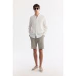 Avva B003732 Erkek Gri Beli Lastikli Keten Relaxed Fit Şort
