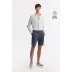 Avva B003732 Relaxed Fit Antrasit Beli Lastikli Erkek Keten Şort