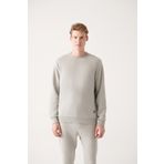 Avva E001017 Erkek Gri Bisiklet Yaka Içi Polarlı Düz Sweatshirt
