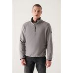 Avva E001068 Erkek Dik Yaka Basic Yarım Fermuarlı Polar Sweatshirt