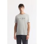 Avva Erkek Açık Gri Bisiklet Yaka Baskılı Soft Touch Regular Fit T-Shirt A51Y1138 - M