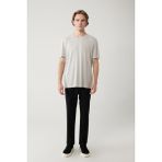 Avva Erkek Açık Gri Bisiklet Yaka Bi-Stretch Soft Touch Basic Regular Fit T-Shirt B001031 - XS