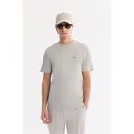 Avva Erkek Açık Gri Bisiklet Yaka Kırışmaz Baskılı Regular Fit T-Shirt B001040