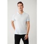 Avva Erkek Açık Mavi 3 Düğmeli Polo Yaka Triko Regular Fit T-Shirt A41Y5067