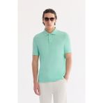 AVVA Erkek Açık Yeşil Kıvrılmaz Polo Yaka %100 Pamuk Basic Regular Fit T-Shirt B001032 - XL
