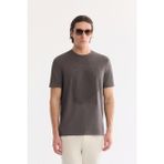 AVVA Erkek Antrasit Bisiklet Yaka Baskılı Bi-Stretch İnterlok Regular Fit T-shirt A61Y1056 - XS