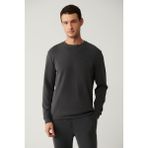 AVVA Erkek Antrasit Bisiklet Yaka Baskılı Soft Touch Regular Fit Sweatshirt A41y1224 - 2XL